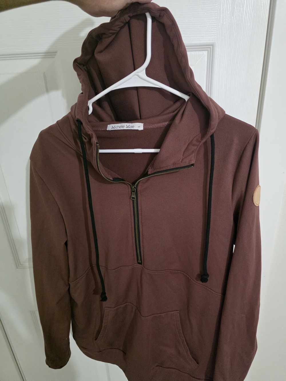 Michelle Mae Mauve Quarter-Zip Hooded Sweater